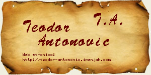 Teodor Antonović vizit kartica